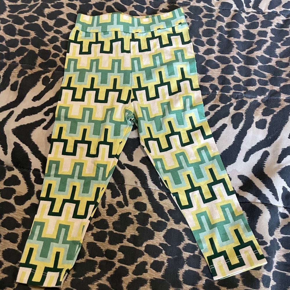 Kate Quinn Baby Toddler Geometric Print Leggings Organic Cotton 2T‎ Green